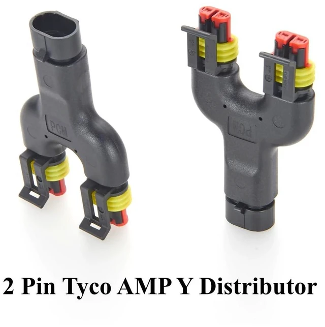 Alt view image 6 of 7 - TE AMP Superseal 1.5 Series 2 Pin Y Splitter Connector 1 Male to 2 Female Waterproof Automotive Connector 282104-1 to 282080-1