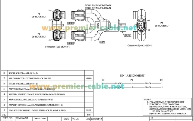Alt view image 7 of 7 - TE AMP Superseal 1.5 Series 2 Pin Y Splitter Connector 1 Male to 2 Female Waterproof Automotive Connector 282104-1 to 282080-1