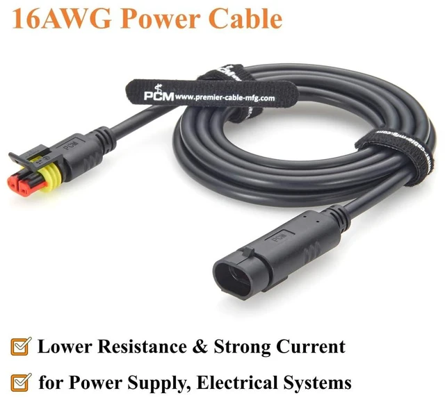 Alt view image 3 of 7 - 2 Pin TE AMP Superseal 1.5 Series Cable Assembly Waterproof Automotive Male to Female Connector 282104-1 282080-1 (2Pin, 2M/6.6FT)