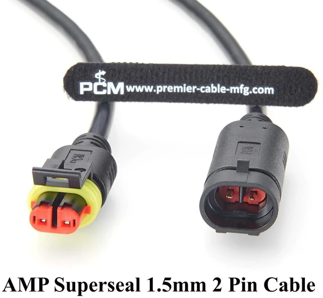 Alt view image 6 of 7 - 2 Pin TE AMP Superseal 1.5 Series Cable Assembly Waterproof Automotive Male to Female Connector 282104-1 282080-1 (2Pin, 2M/6.6FT)