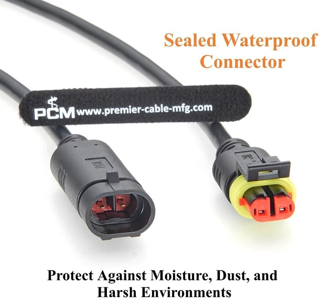 Alt view image 4 of 7 - 2 Pin TE AMP Superseal 1.5 Series Cable Assembly Waterproof Automotive Male to Female Connector 282104-1 282080-1 (2Pin, 2M/6.6FT)