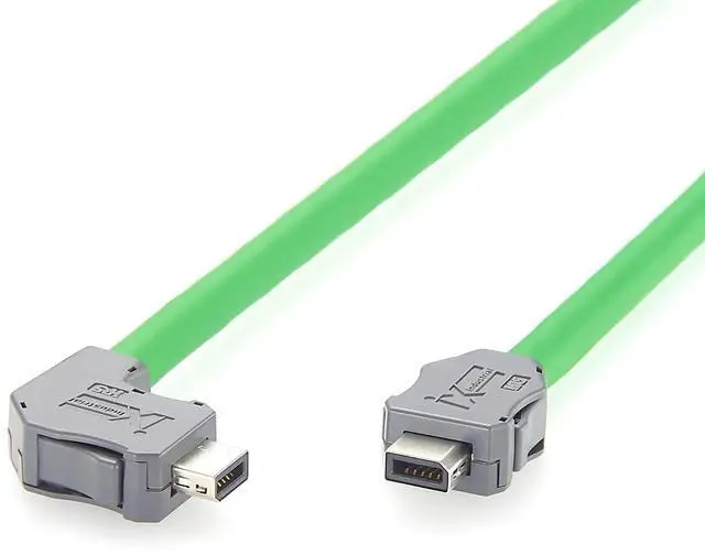 Main image of IX Industrial Cat6A Ethernet Cable Right Angle IX40G-A-10S-CVL2 to IX40G-A-10S-CV 10Gbps Shielded for EtherCAT, Servo Amplifiers, PLC, Motion Control (Upward, 1.5M/4.92FT)