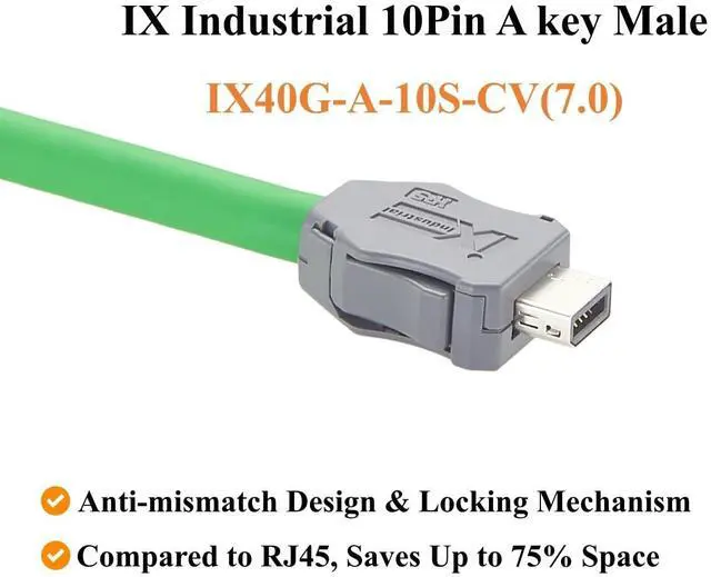 Alt view image 3 of 7 - IX Industrial Cat6A Ethernet Cable Right Angle IX40G-A-10S-CVL2 to IX40G-A-10S-CV 10Gbps Shielded for EtherCAT, Servo Amplifiers, PLC, Motion Control (Upward, 1.5M/4.92FT)