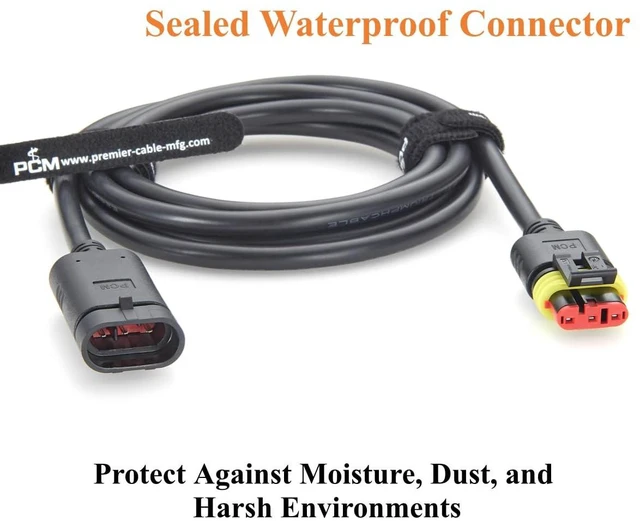 Alt view image 4 of 7 - 3 Pin TE AMP Superseal 1.5 Series Cable Assembly Waterproof Automotive Male to Female Connector 282105-1 282087-1 (3Pin, 2M/6.6FT)