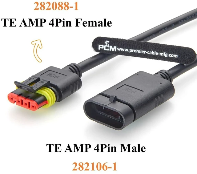 Alt view image 2 of 7 - 4 Pin TE AMP Superseal 1.5 Series Cable Assembly Waterproof Automotive Male to Female Connector 282106-1 282088-1 (4Pin, 2M/6.6FT)