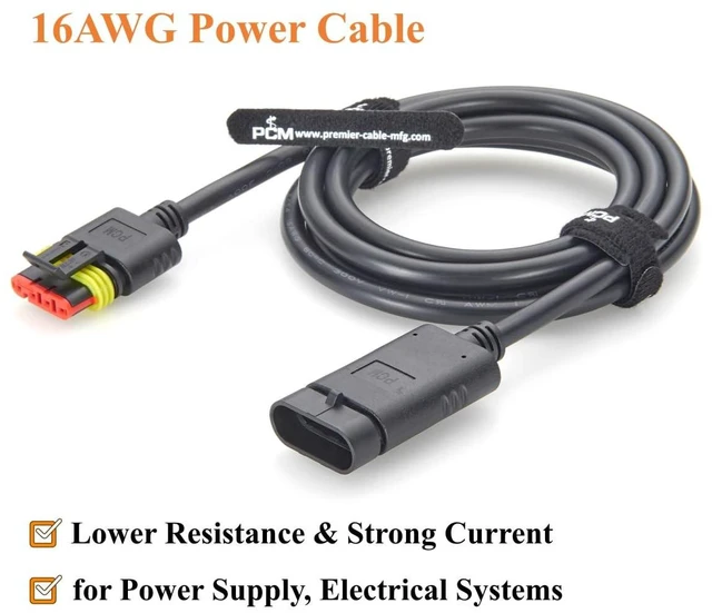Alt view image 3 of 7 - 4 Pin TE AMP Superseal 1.5 Series Cable Assembly Waterproof Automotive Male to Female Connector 282106-1 282088-1 (4Pin, 2M/6.6FT)