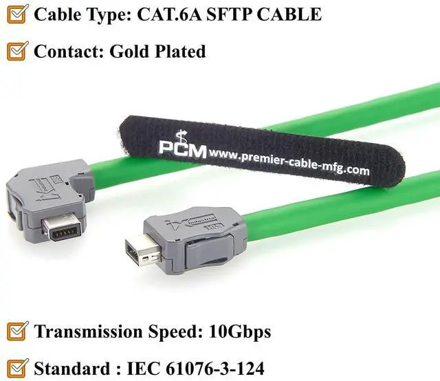 Alt view image 4 of 7 - IX Industrial Cat6A Ethernet Cable Right Angle IX40G-A-10S-CVL2 to IX40G-A-10S-CV 10Gbps Shielded for EtherCAT, Servo Amplifiers, PLC, Motion Control (Upward, 1.5M/4.92FT)