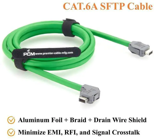 Alt view image 5 of 7 - IX Industrial Cat6A Ethernet Cable Right Angle IX40G-A-10S-CVL2 to IX40G-A-10S-CV 10Gbps Shielded for EtherCAT, Servo Amplifiers, PLC, Motion Control (Upward, 1.5M/4.92FT)