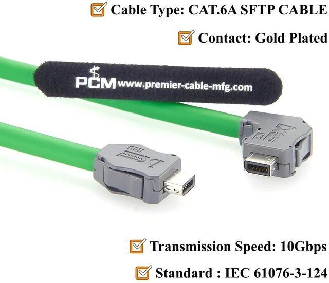 Alt view image 4 of 7 - IX to IX Cat6A Industrial Ethernet Cable Right Angle IX40G-A-10S-CVL1 to IX40G-A-10S-CV 10Pin A Key 10Gbps Shielded for Industrial Automation, PLC, Machine Vision, Robotics (Downward, 1.5M/4.92FT)