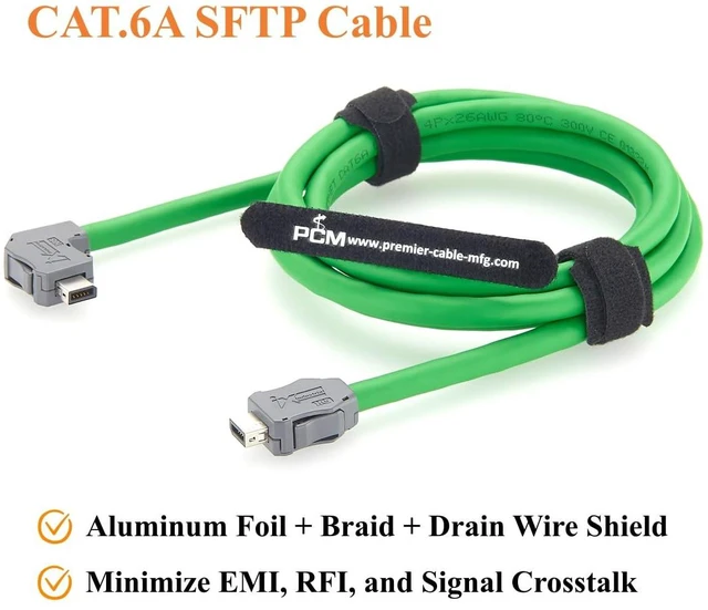 Alt view image 5 of 7 - IX to IX Cat6A Industrial Ethernet Cable Right Angle IX40G-A-10S-CVL1 to IX40G-A-10S-CV 10Pin A Key 10Gbps Shielded for Industrial Automation, PLC, Machine Vision, Robotics (Downward, 1.5M/4.92FT)