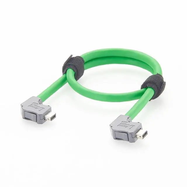 Main image of IX to IX Industrial CAT6A Ethernet Cable Right Angle IX40G-A-10S-CVL2 to IX40G-A-10S-CVL1 10Pin A-Key 10Gbps Shielded for Industrial Automation, PLC, Machine Vision, Robotics (0.5M/1.64FT)