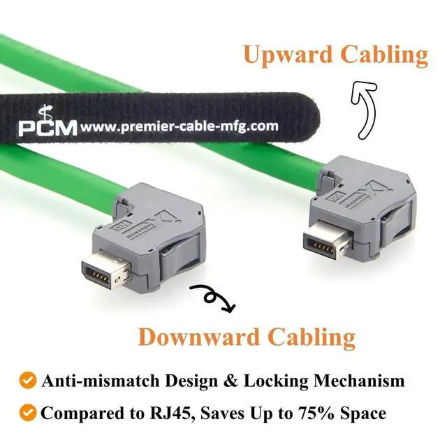 Alt view image 4 of 7 - IX to IX Industrial CAT6A Ethernet Cable Right Angle IX40G-A-10S-CVL2 to IX40G-A-10S-CVL1 10Pin A-Key 10Gbps Shielded for Industrial Automation, PLC, Machine Vision, Robotics (0.5M/1.64FT)