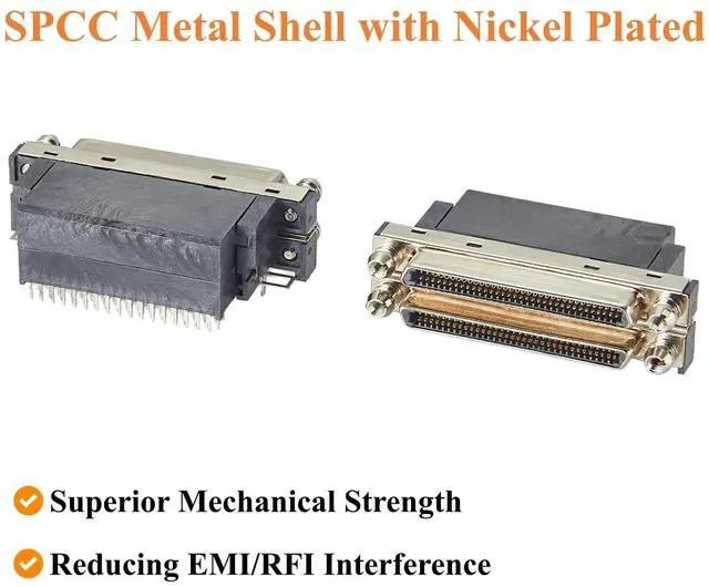 Alt view image 4 of 7 - SCSI Dual Port VHDCI 68 Pin Female Connector, Right Angle Dual Stack PCB Mount Receptacle, 0.8mm Pitch I/O Interface (35PCS)
