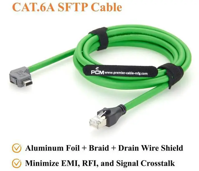 Alt view image 4 of 7 - Right Angle IX to RJ45 Cat6A Industrial Ethernet Cable 10Pin A-Key IX40G-A-10S-CVL1(7.0) 10Gbps Shielded for Industrial Automation, PLC, Machine Vision, Robotics, PROFINET (2M/6.6FT)