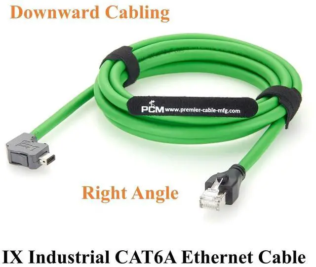 Alt view image 6 of 7 - Right Angle IX to RJ45 Cat6A Industrial Ethernet Cable 10Pin A-Key IX40G-A-10S-CVL1(7.0) 10Gbps Shielded for Industrial Automation, PLC, Machine Vision, Robotics, PROFINET (2M/6.6FT)