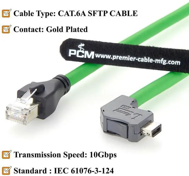 Alt view image 3 of 7 - IX to RJ45 Cat6A Industrial Ethernet Cable Right Angle IX40G-A-10S-CVL2(7.0) 10Pin A-Key to RJ45 Male 10Gbps Shielded for PLC, Machine Vision, Robotics, PROFINET (2M/6.6FT)
