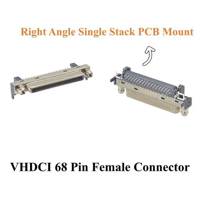 Alt view image 2 of 7 - SCSI VHDCI 68 Pin Female Connector, Right Angle SMT PCB Mount Receptacle, 0.8mm Pitch (30PCS)