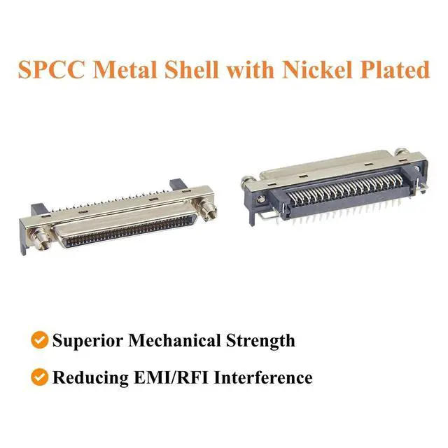 Alt view image 4 of 7 - SCSI VHDCI 68 Pin Female Connector, Right Angle SMT PCB Mount Receptacle, 0.8mm Pitch (30PCS)