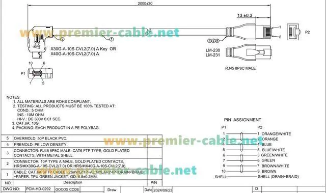Alt view image 7 of 7 - IX to RJ45 Cat6A Industrial Ethernet Cable Right Angle IX40G-A-10S-CVL2(7.0) 10Pin A-Key to RJ45 Male 10Gbps Shielded for PLC, Machine Vision, Robotics, PROFINET (2M/6.6FT)