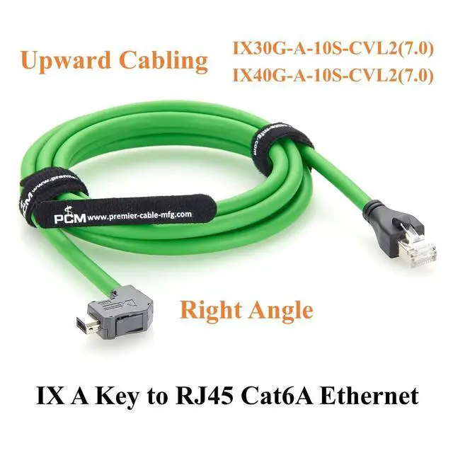 Alt view image 6 of 7 - IX to RJ45 Cat6A Industrial Ethernet Cable Right Angle IX40G-A-10S-CVL2(7.0) 10Pin A-Key to RJ45 Male 10Gbps Shielded for PLC, Machine Vision, Robotics, PROFINET (2M/6.6FT)