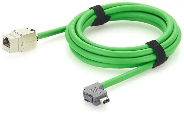 Main image of Right Angle IX Industrial to RJ45 Cat6A Ethernet Cable IX40G-A-10S-CVL1(7.0) 10Pin A Key Male to RJ45 Keystone Jack 10Gbps for PLC, Machine Vision, Robotics, Automation (2M/6.6FT)