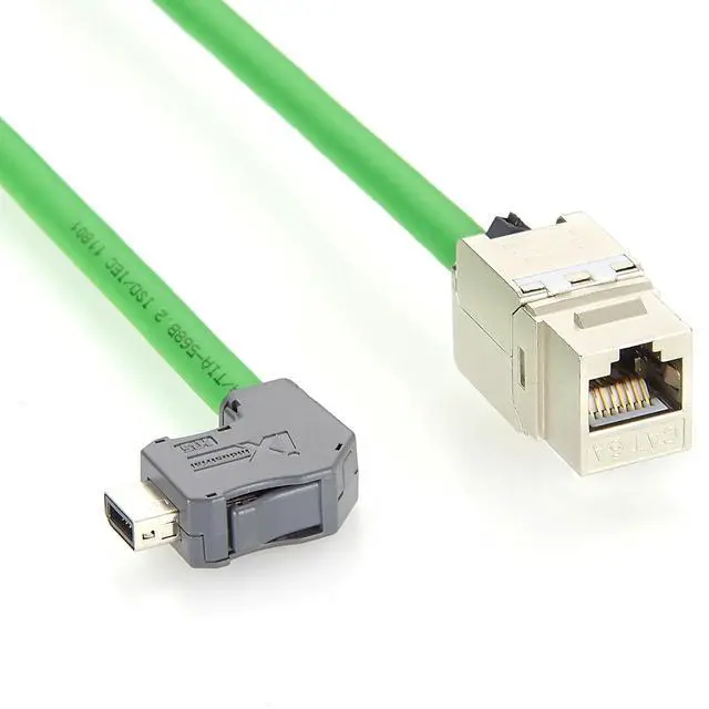 Main image of Right Angle IX Industrial to RJ45 Cat6A Ethernet Cable IX40G-A-10S-CVL1(7.0) 10Pin A Key Male to RJ45 Keystone Jack 10Gbps for PLC, Machine Vision, Robotics, Automation (0.2M/0.66FT)
