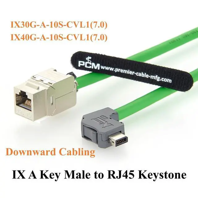 Alt view image 7 of 7 - Right Angle IX Industrial to RJ45 Cat6A Ethernet Cable IX40G-A-10S-CVL1(7.0) 10Pin A Key Male to RJ45 Keystone Jack 10Gbps for PLC, Machine Vision, Robotics, Automation (0.2M/0.66FT)