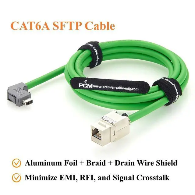 Alt view image 5 of 7 - Right Angle IX Industrial 10Pin A Key Male to RJ45 Cat6A Keystone Jack Cable IX40G-A-10S-CVL2 Industrial Ethernet Cable 10Gbps Shielded for PLC, PROFINET, Machine Vision, Robotics (0.2M/0.66FT)
