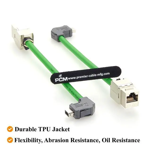 Alt view image 6 of 7 - Right Angle IX Industrial 10Pin A Key Male to RJ45 Cat6A Keystone Jack Cable IX40G-A-10S-CVL2 Industrial Ethernet Cable 10Gbps Shielded for PLC, PROFINET, Machine Vision, Robotics (0.2M/0.66FT)