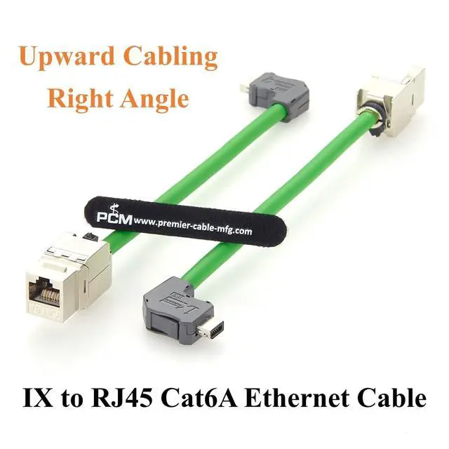Alt view image 7 of 7 - Right Angle IX Industrial 10Pin A Key Male to RJ45 Cat6A Keystone Jack Cable IX40G-A-10S-CVL2 Industrial Ethernet Cable 10Gbps Shielded for PLC, PROFINET, Machine Vision, Robotics (0.2M/0.66FT)