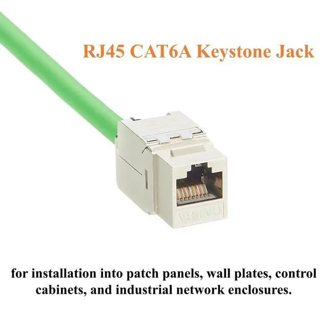 Alt view image 3 of 7 - Right Angle IX Industrial 10Pin A Key Male to RJ45 Cat6A Keystone Jack Cable IX40G-A-10S-CVL2 Industrial Ethernet Cable 10Gbps Shielded for PLC, PROFINET, Machine Vision, Robotics (0.2M/0.66FT)