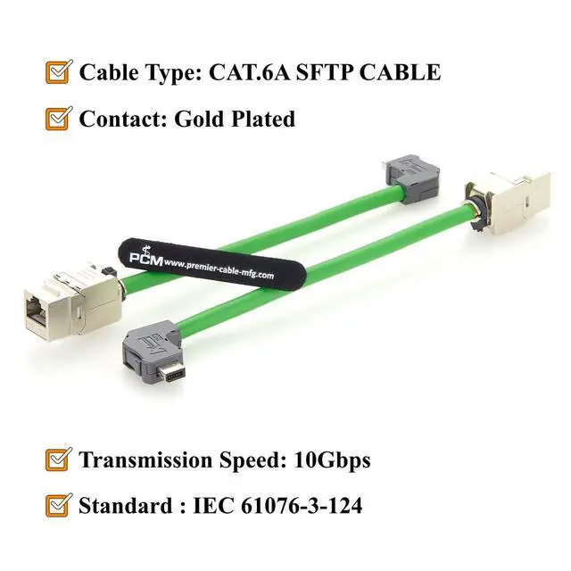 Alt view image 4 of 7 - Right Angle IX Industrial 10Pin A Key Male to RJ45 Cat6A Keystone Jack Cable IX40G-A-10S-CVL2 Industrial Ethernet Cable 10Gbps Shielded for PLC, PROFINET, Machine Vision, Robotics (0.2M/0.66FT)