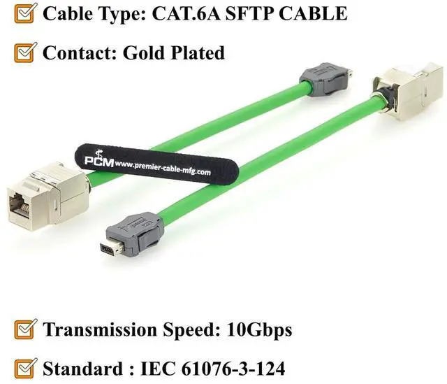 Alt view image 3 of 7 - IX Industrial A Key Male to RJ45 CAT6A Keystone Jack Cable IX40G-A-10S-CV(7.0) 10Gbps Industrial Ethernet Network Cable for PLC, Automation, Machine Vision, Robotics (0.2M/0.66FT)