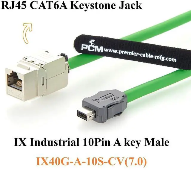 Alt view image 2 of 7 - IX Industrial A Key Male to RJ45 CAT6A Keystone Jack Cable IX40G-A-10S-CV(7.0) 10Gbps Industrial Ethernet Network Cable for PLC, Automation, Machine Vision, Robotics (0.2M/0.66FT)