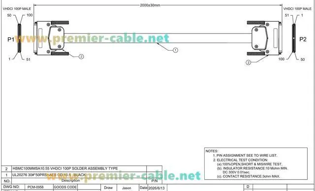 Alt view image 7 of 7 - VHDCI 100 Pin SCSI Cable Male to Male for RAID Storage, Data Acquisition (2M/6.6FT)