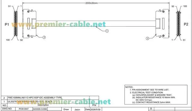 Alt view image 5 of 7 - SCSI MDR 100 Pin Cable HPCN100 Male to Male Mini D Ribbon Signal Cable Compatible with 101A0-6000EC (2M/6.6FT)