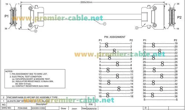 Alt view image 5 of 7 - HPCN 36 Pin MDR SCSI Cable HPCN36 Male to Male IDC Shielded Signal Cable Compatible with 10136-6000EC (2M/6.6FT)