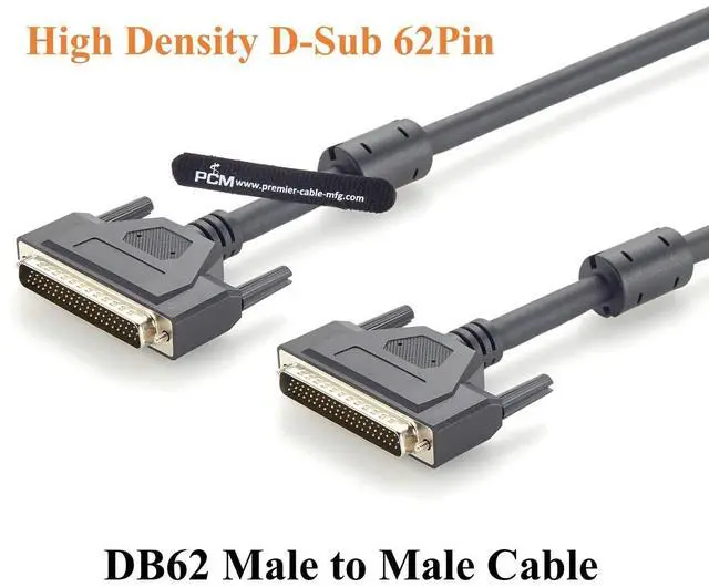 Alt view image 2 of 7 - DB62 Male to Male Cable Compatible with PCL-10162 Series, High Density D-Sub 62 Pin Shielded DAQ I/O Signal Cable (2M/6.6FT)