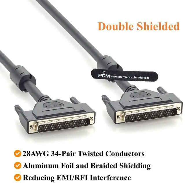 Alt view image 4 of 7 - DB62 Male to Male Cable Compatible with PCL-10162 Series, High Density D-Sub 62 Pin Shielded DAQ I/O Signal Cable (2M/6.6FT)
