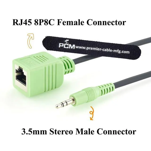 Alt view image 2 of 7 - RJ45 Female to 3.5mm 1/8'' TRS Stereo Audio Cable for Mixing Console (0.3m)