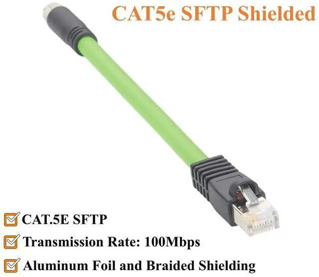 Alt view image 4 of 7 - PROFINET M8 D-Coded 4 Pin Female to RJ45 Male Industrial Ethernet Cable 100Mbps Cat5e Shielded Network Cable High Flex Drag Chain for PLC, Robotics, Industrial Camera, CNC (0.2M/0.66FT)