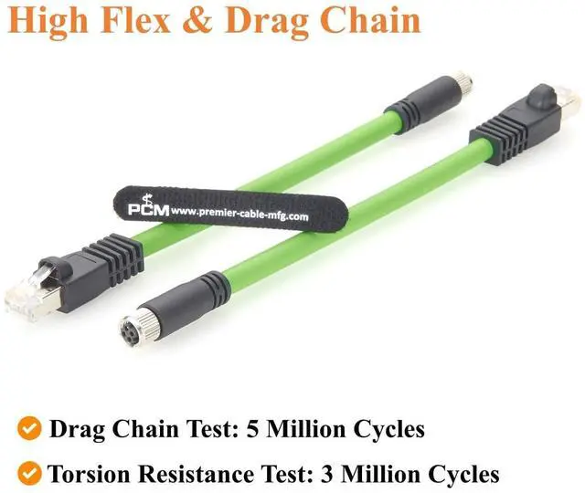 Alt view image 5 of 7 - PROFINET M8 D-Coded 4 Pin Female to RJ45 Male Industrial Ethernet Cable 100Mbps Cat5e Shielded Network Cable High Flex Drag Chain for PLC, Robotics, Industrial Camera, CNC (0.2M/0.66FT)