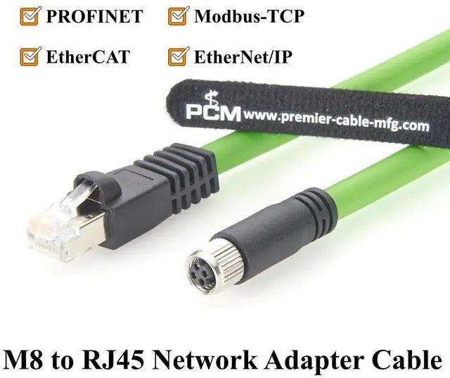 Alt view image 2 of 7 - PROFINET M8 D-Coded 4 Pin Female to RJ45 Male Industrial Ethernet Cable 100Mbps Cat5e Shielded Network Cable High Flex Drag Chain for PLC, Robotics, Industrial Camera, CNC (0.2M/0.66FT)