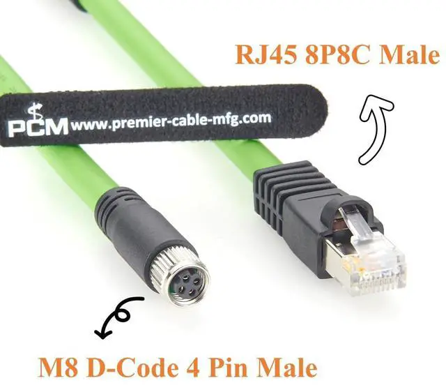 Alt view image 3 of 7 - PROFINET M8 D-Coded 4 Pin Female to RJ45 Male Industrial Ethernet Cable 100Mbps Cat5e Shielded Network Cable High Flex Drag Chain for PLC, Robotics, Industrial Camera, CNC (0.2M/0.66FT)
