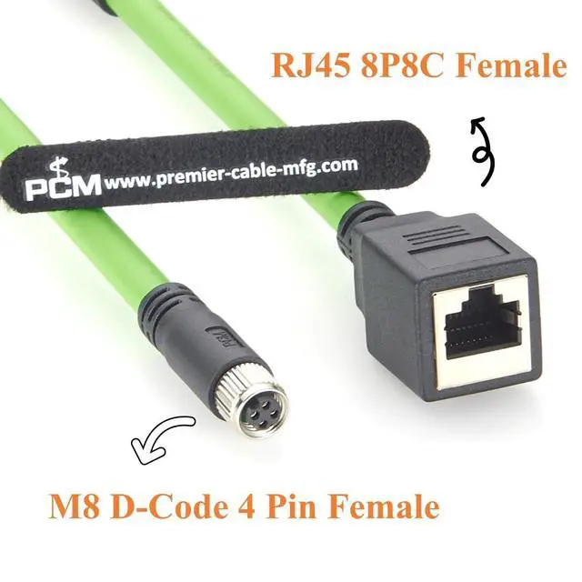 Alt view image 2 of 7 - PROFINET M8 D Code 4 Pin Female to RJ45 Female Industrial Ethernet Cable 100Mbps Cat5e Shielded Network Adapter Cable High Flex Drag Chain for EtherCAT, PLC, Robotics, CNC (0.2m/0.66FT)