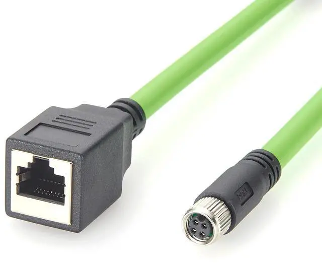 Main image of PROFINET M8 D Code 4 Pin Female to RJ45 Female Industrial Ethernet Cable 100Mbps Cat5e Shielded Network Adapter Cable High Flex Drag Chain for EtherCAT, PLC, Robotics, CNC (0.2m/0.66FT)