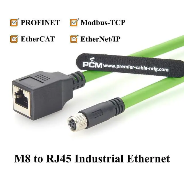Alt view image 3 of 7 - PROFINET M8 D Code 4 Pin Female to RJ45 Female Industrial Ethernet Cable 100Mbps Cat5e Shielded Network Adapter Cable High Flex Drag Chain for EtherCAT, PLC, Robotics, CNC (0.2m/0.66FT)
