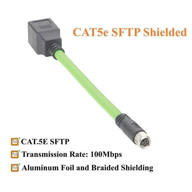 Alt view image 4 of 7 - PROFINET M8 D Code 4 Pin Female to RJ45 Female Industrial Ethernet Cable 100Mbps Cat5e Shielded Network Adapter Cable High Flex Drag Chain for EtherCAT, PLC, Robotics, CNC (0.2m/0.66FT)
