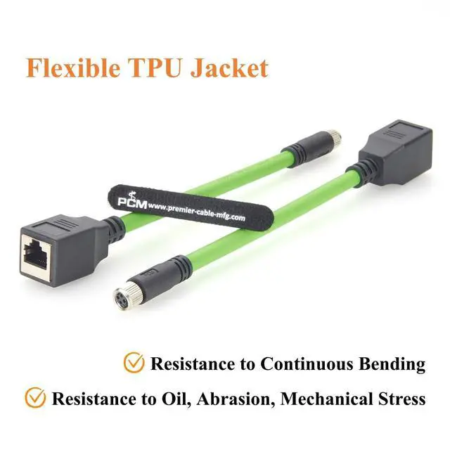 Alt view image 6 of 7 - PROFINET M8 D Code 4 Pin Female to RJ45 Female Industrial Ethernet Cable 100Mbps Cat5e Shielded Network Adapter Cable High Flex Drag Chain for EtherCAT, PLC, Robotics, CNC (0.2m/0.66FT)