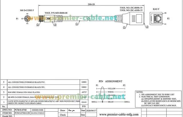 Alt view image 7 of 7 - PROFINET M8 D Code 4 Pin Female to RJ45 Female Industrial Ethernet Cable 100Mbps Cat5e Shielded Network Adapter Cable High Flex Drag Chain for EtherCAT, PLC, Robotics, CNC (0.2m/0.66FT)
